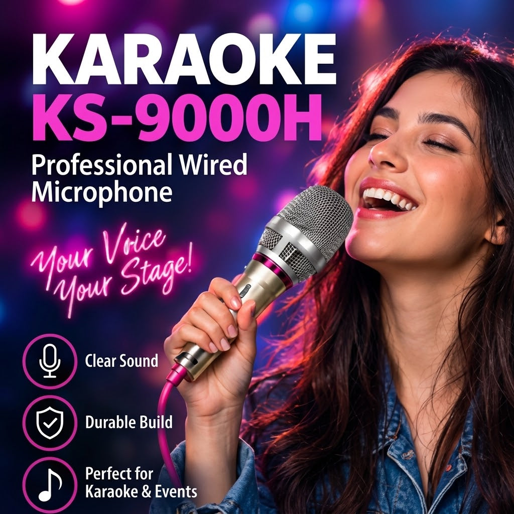 Dynamic Wired Vocal Microphone – Handheld Stage Mic for Karaoke, Home Audio & PA Speakers