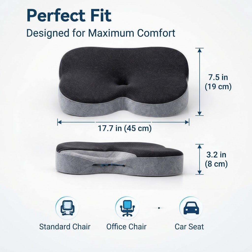 Ergonomic Memory Foam Seat Cushion – Office & Car Comfort