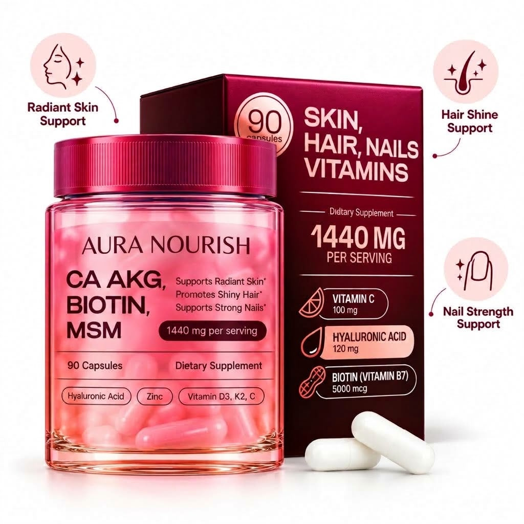 Hair, Skin & Nails Vitamins for Women – Biotin, Collagen, Hyaluronic Acid & Vitamins D3, K2 & C