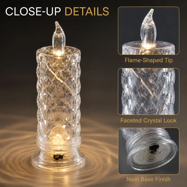 Flameless LED Flickering Pillar Candle – Rose Pattern Christmas &  Decorative Home Lighting