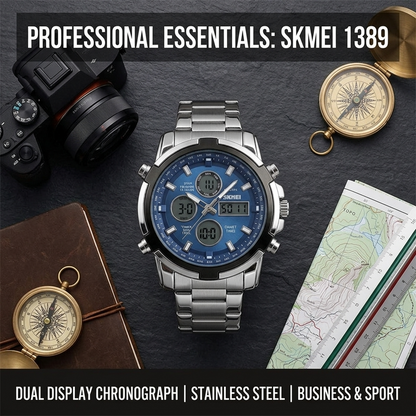 SKMEI 1389 Sports Digital Watch – Dual Display Wristwatch with Stopwatch