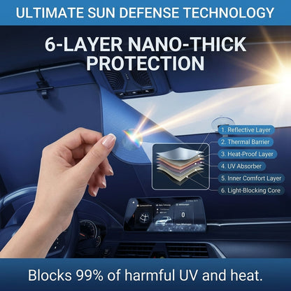 Automatic Retractable Car Windshield Sun Shade – Front Window Sun Protector Cover with Easy Pull-Down Design