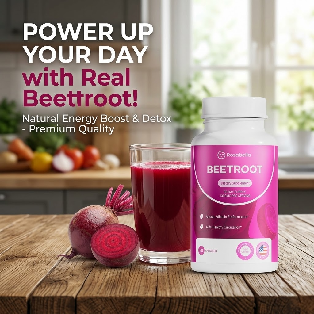 Vegan Beetroot Capsules – 398mg Natural Beetroot Supplement with Vitamin C