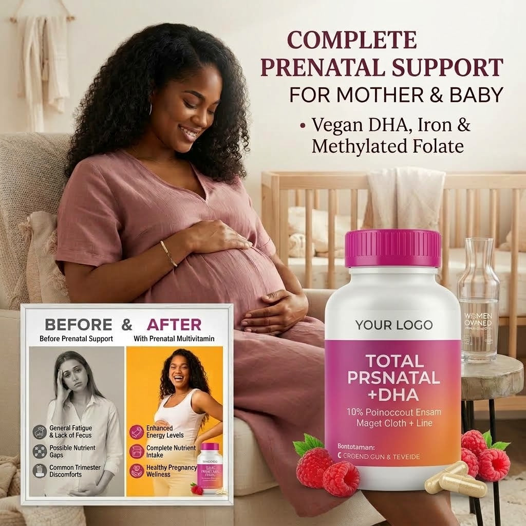 Prenatal Multivitamin Capsules – Vegan DHA, Iron & Methylated Folate