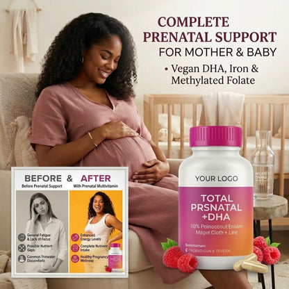 Prenatal Multivitamin Capsules – Vegan DHA, Iron & Methylated Folate