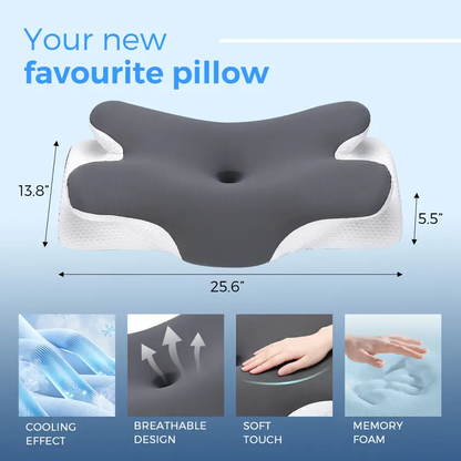 Memory Foam Cervical Pillow – Breathable Butterfly Contoured Pillow with Slow-Rebound Neck Support