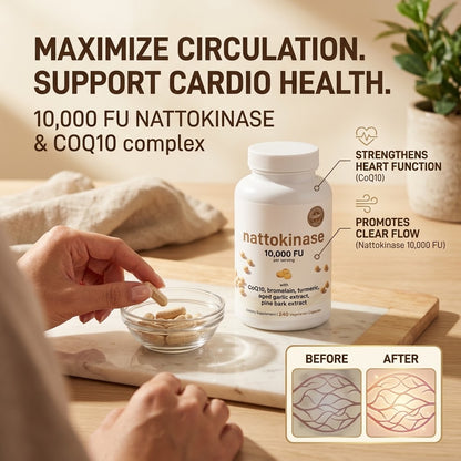 Nattokinase 10,000 FU Capsules – Circulation Support Supplement