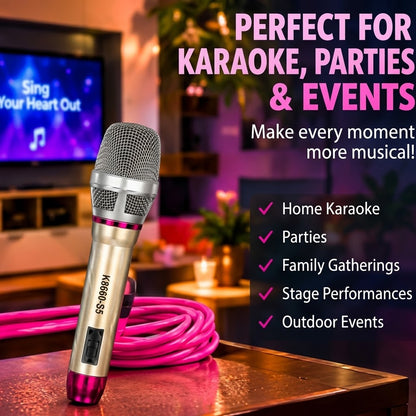 Dynamic Wired Vocal Microphone – Handheld Stage Mic for Karaoke, Home Audio & PA Speakers