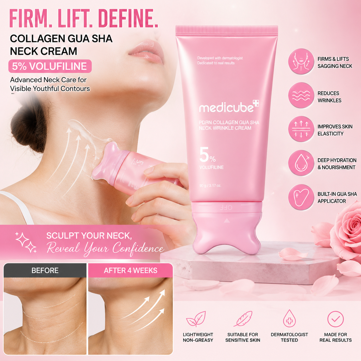 Collagen Gua Sha Neck Cream – 5% Volufiline Firming & Contouring Care