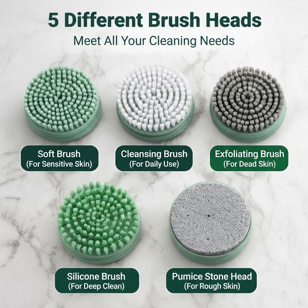 5-in-1 Electric Body Scrubber – Long-Handle Shower Brush