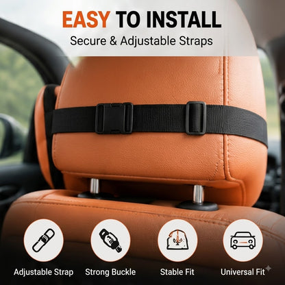 Leather Car Headrest Neck Pillow & Lumbar Support Set