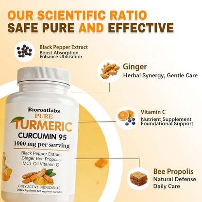 Turmeric Curcumin Capsules – 1000mg with 95% Curcuminoids, Black Pepper & Vitamin C