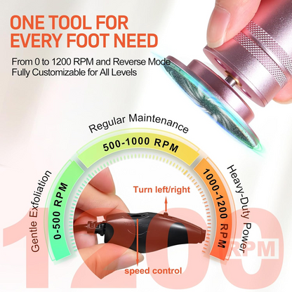 Electric & Adjustable Speed Portable Foot Care Tool with Replacement Sanding Discs