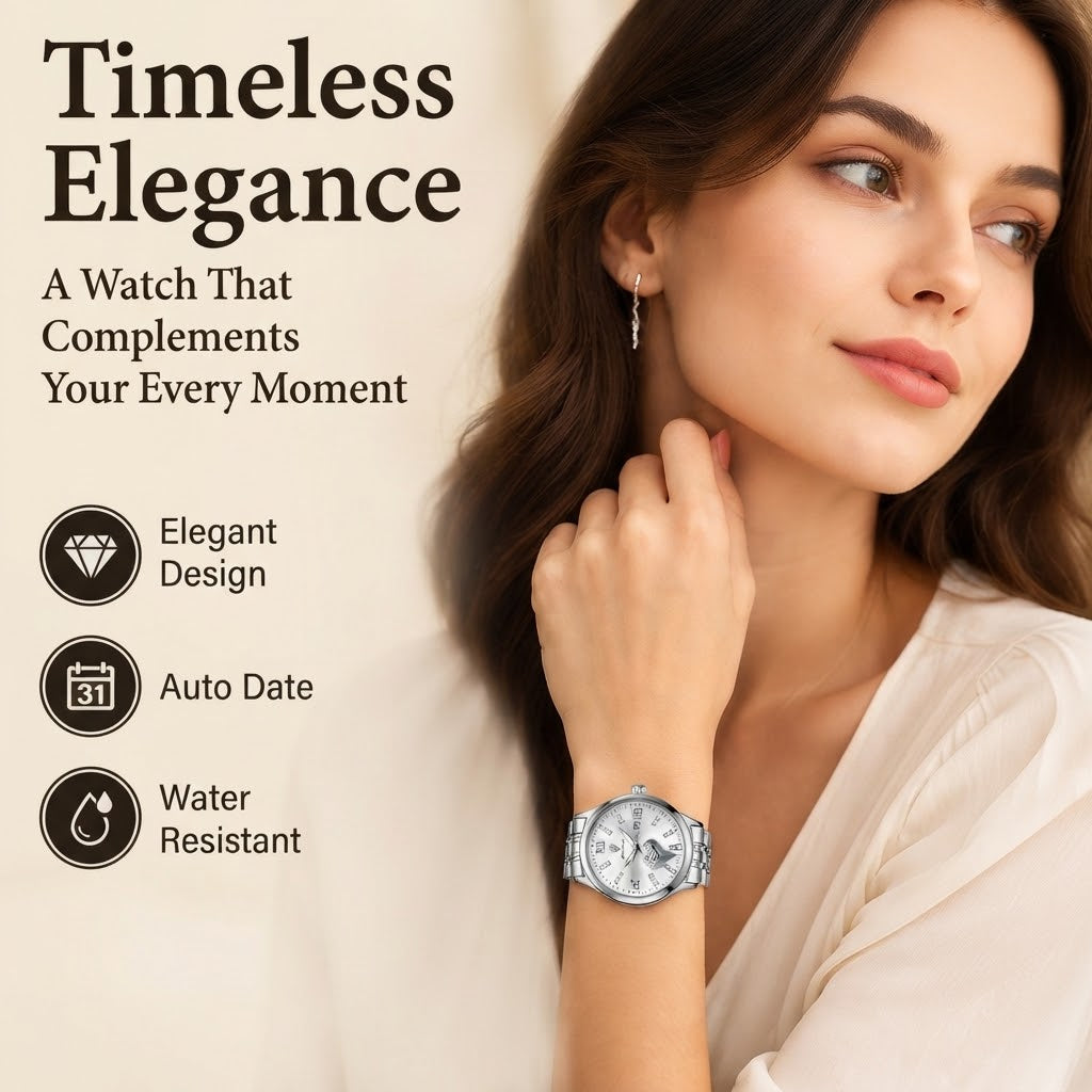 Gohuos 7816 Women’s Quartz Watch – Auto Date & Water-Resistant