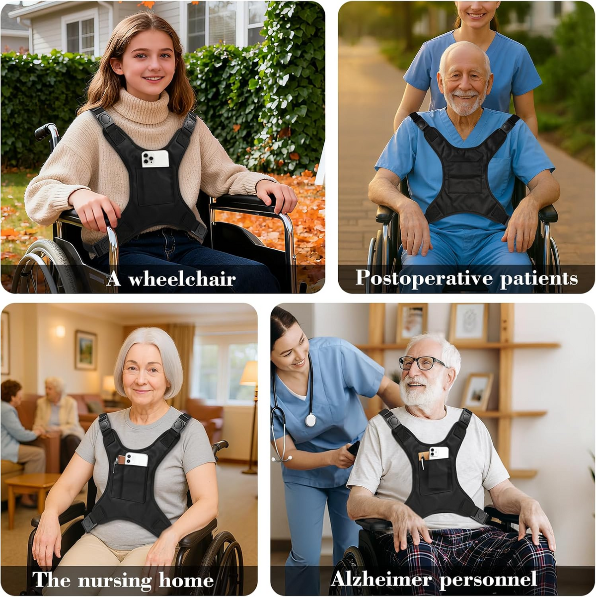 Adult Wheelchair Adjustable Harness Seat Belt for Secure Support