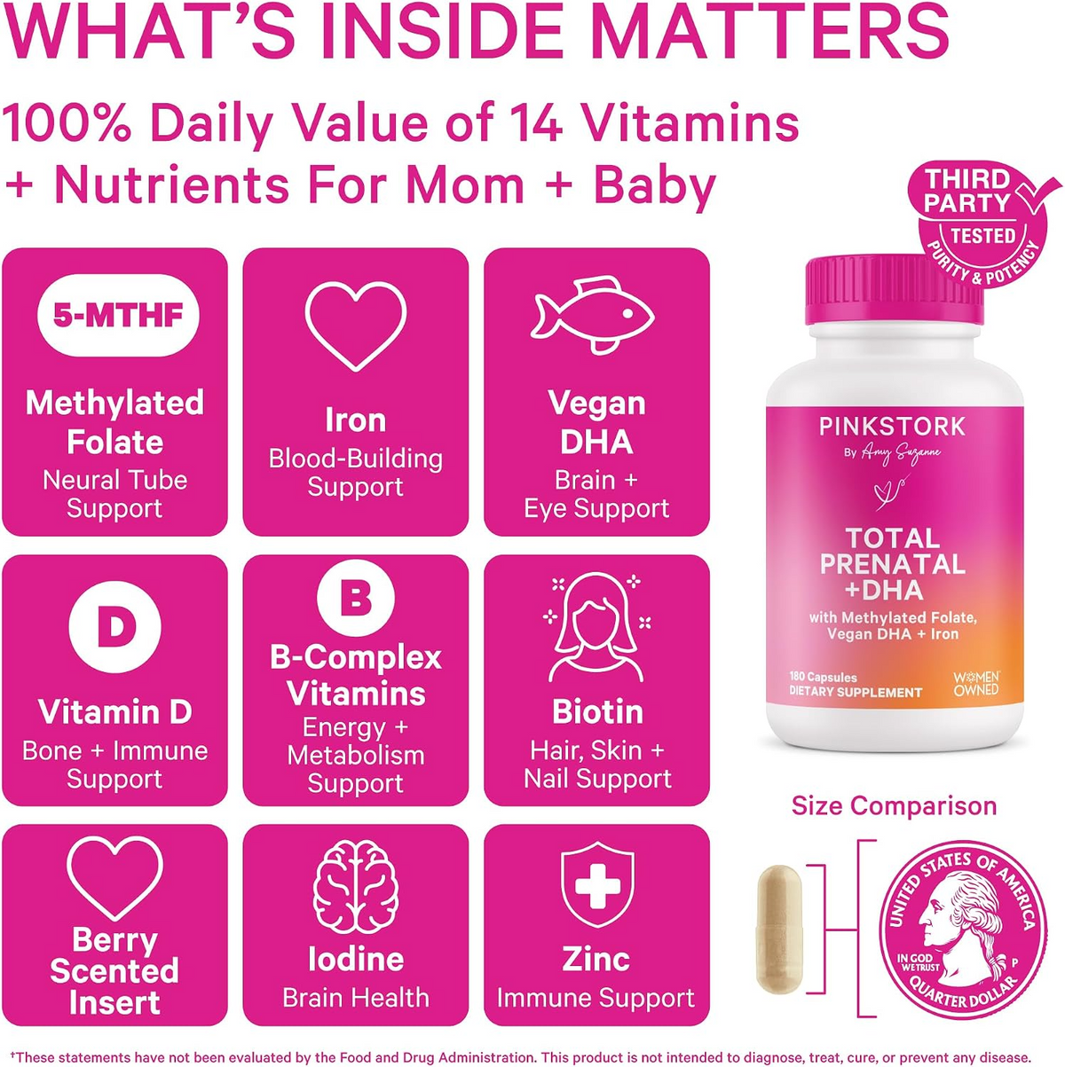 Prenatal Multivitamin Capsules – Vegan DHA, Iron & Methylated Folate