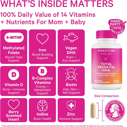 Prenatal Multivitamin Capsules – Vegan DHA, Iron & Methylated Folate