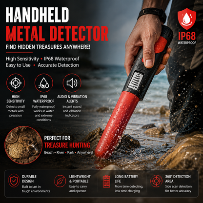 IP68 Handheld Metal Detector – Portable Treasure Hunting & Metal Detection Scanner