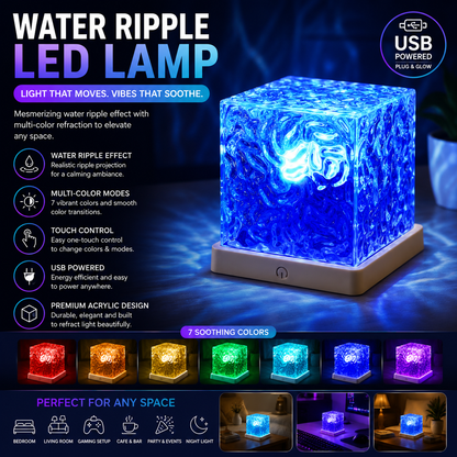 Water Ripple LED Lamp – Ambient Wave Light for Home Decor