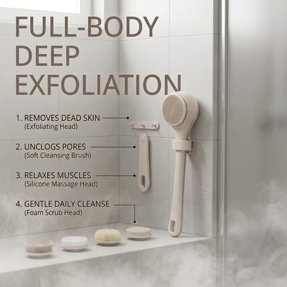 Portable Electric Bath Brush – Waterproof Automatic Body Scrubber & Exfoliating Back Massager