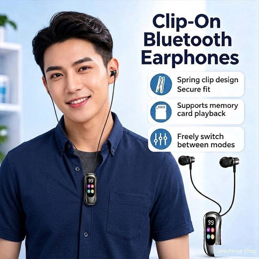 Wireless Collar Clip Headset – Bluetooth 5.0 with AI Voice Assistant
