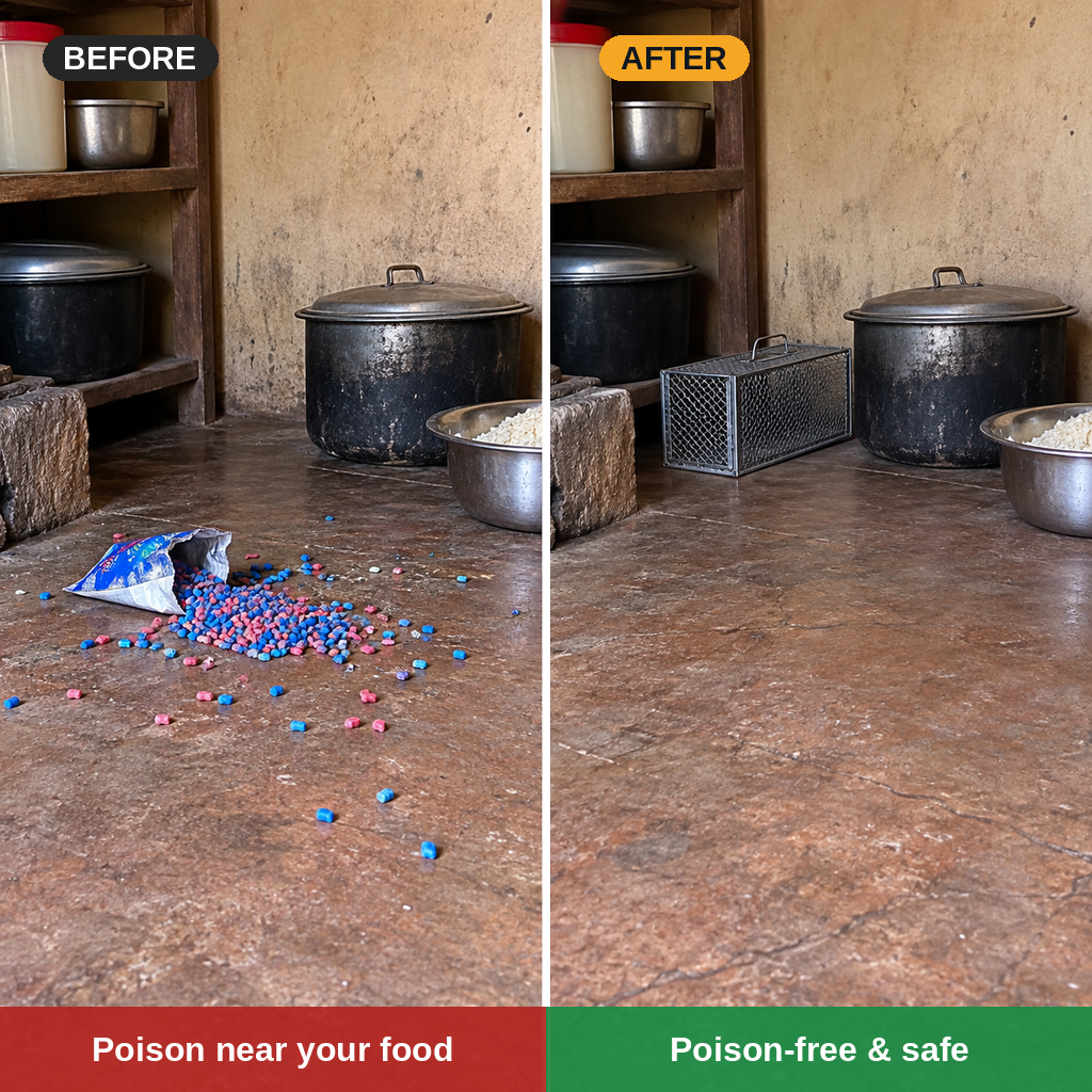One-Way Entry Multi-Catch Rat Trap – Reusable Steel Cage, No Poison & No Chasing