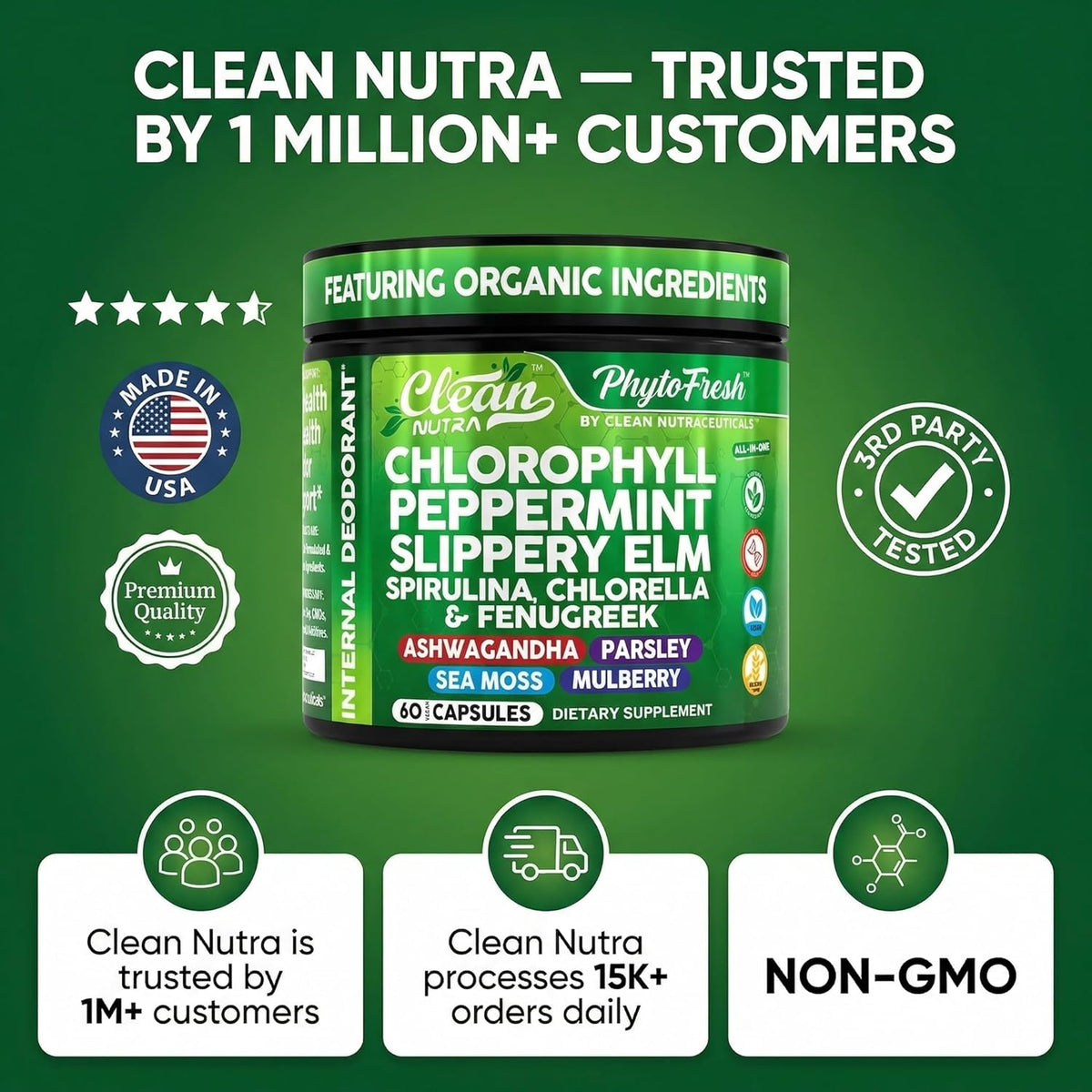 Chlorophyll Capsules Natural Green Supplement