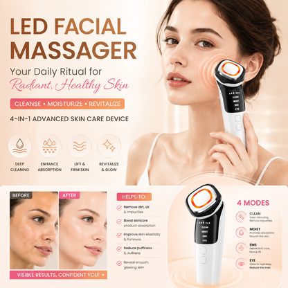 LED Facial Massager Handheld Face Beauty & Cleansing Device