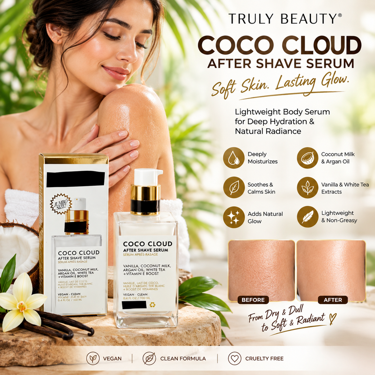 Truly Beauty Coco Cloud Body Essence Oil Lightweight Body Serum