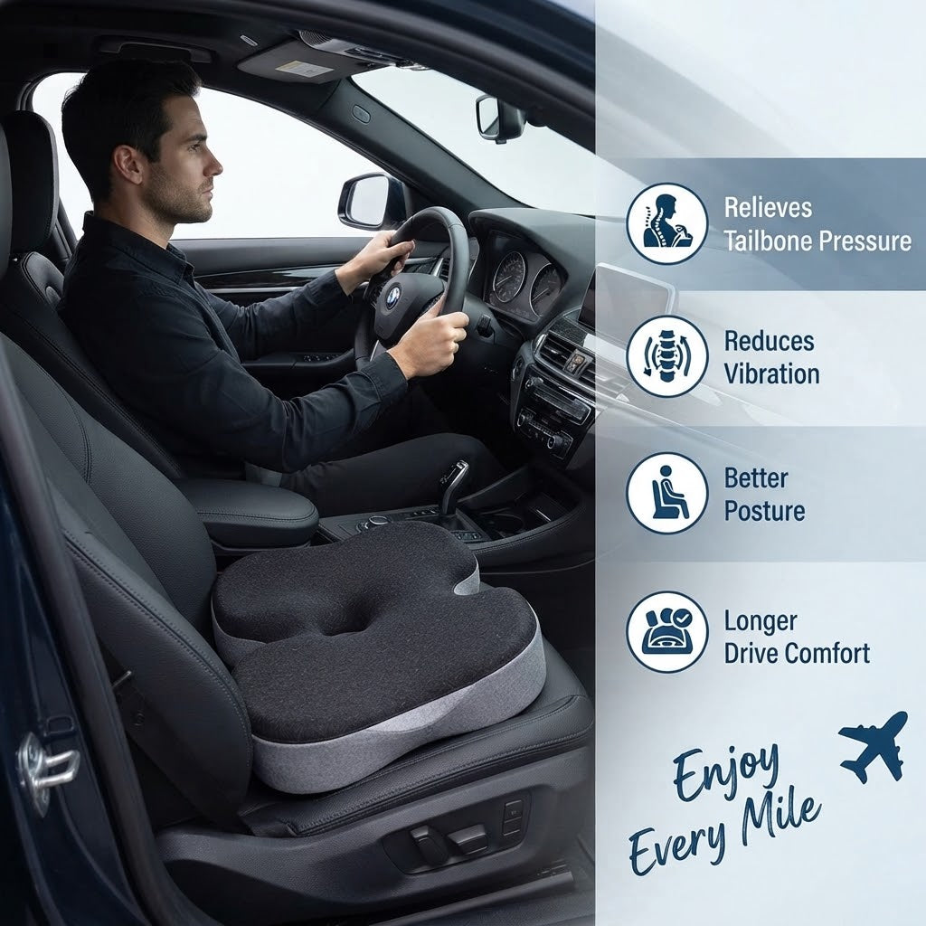 Ergonomic Memory Foam Seat Cushion – Office & Car Comfort
