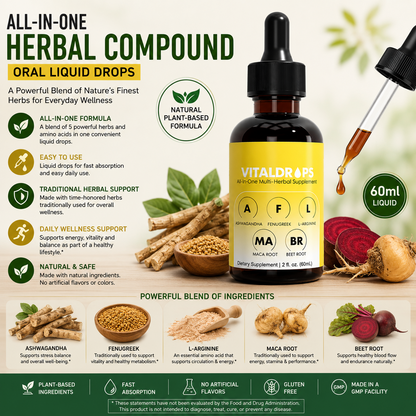 All-in-One Herbal Compound Liquid Drops – 60mL Botanical Wellness Supplement