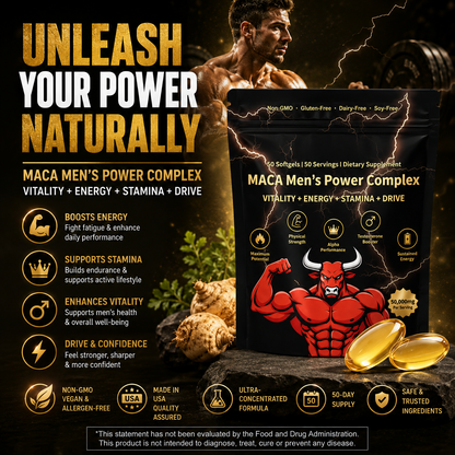 Maca Men’s Power Complex Softgels – Herbal Vitality & Daily Energy Support Supplement