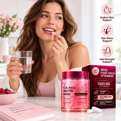 Hair, Skin & Nails Vitamins for Women – Biotin, Collagen, Hyaluronic Acid & Vitamins D3, K2 & C