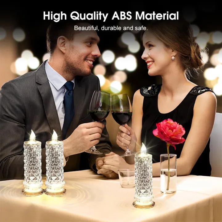 Flameless LED Flickering Pillar Candle – Rose Pattern Christmas &  Decorative Home Lighting