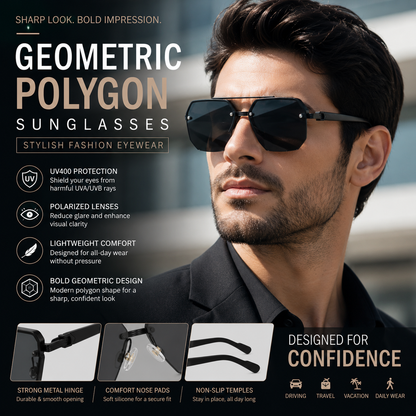 Men's Geometric Polygon Sunglasses Stylish Fashion Eyewear