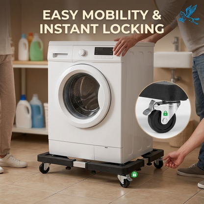 Four-Wheel Mobile Appliance Base – Removable Plastic Trolley Stand for Refrigerators &amp; Washing Machines