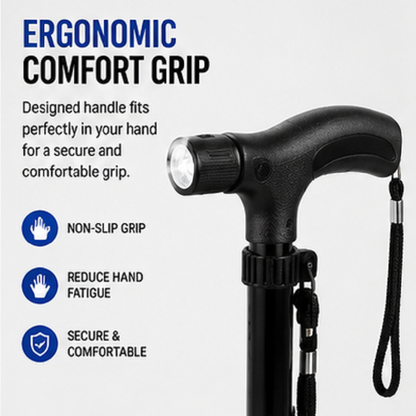 Foldable Walking Stick with LED Light