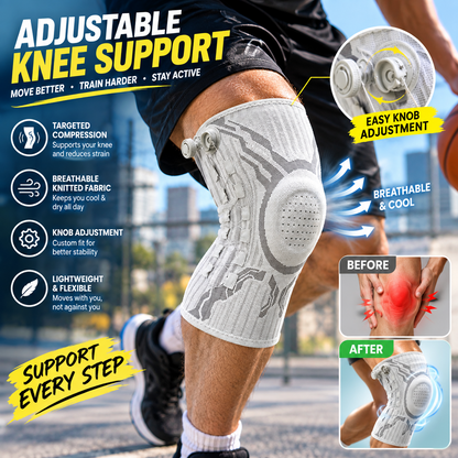 Adjustable Knee Compression Sleeve - Knee Support for Fitness, Basketball & Running