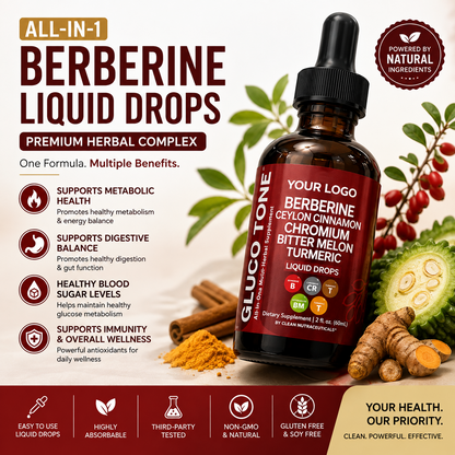 Premium Berberine Liquid Drops – All-in-One Herbal Extract for Metabolic &amp; Digestive Wellness