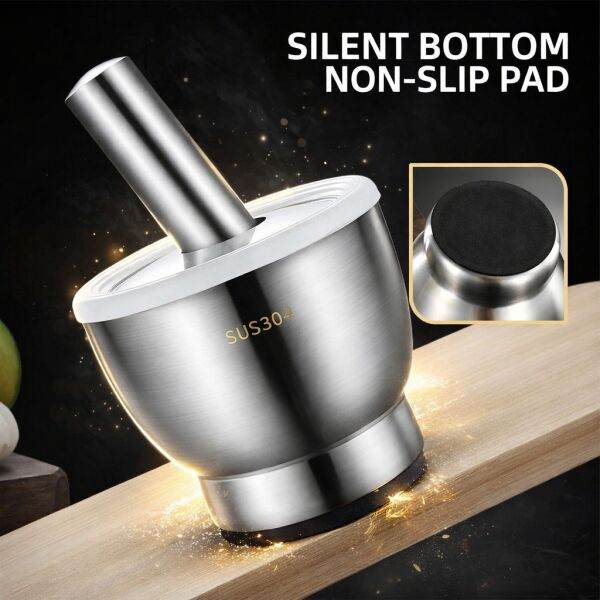 Heavy-Duty Stainless Steel Mortar & Pestle – Durable Kitchen Spice & Herb Grinder