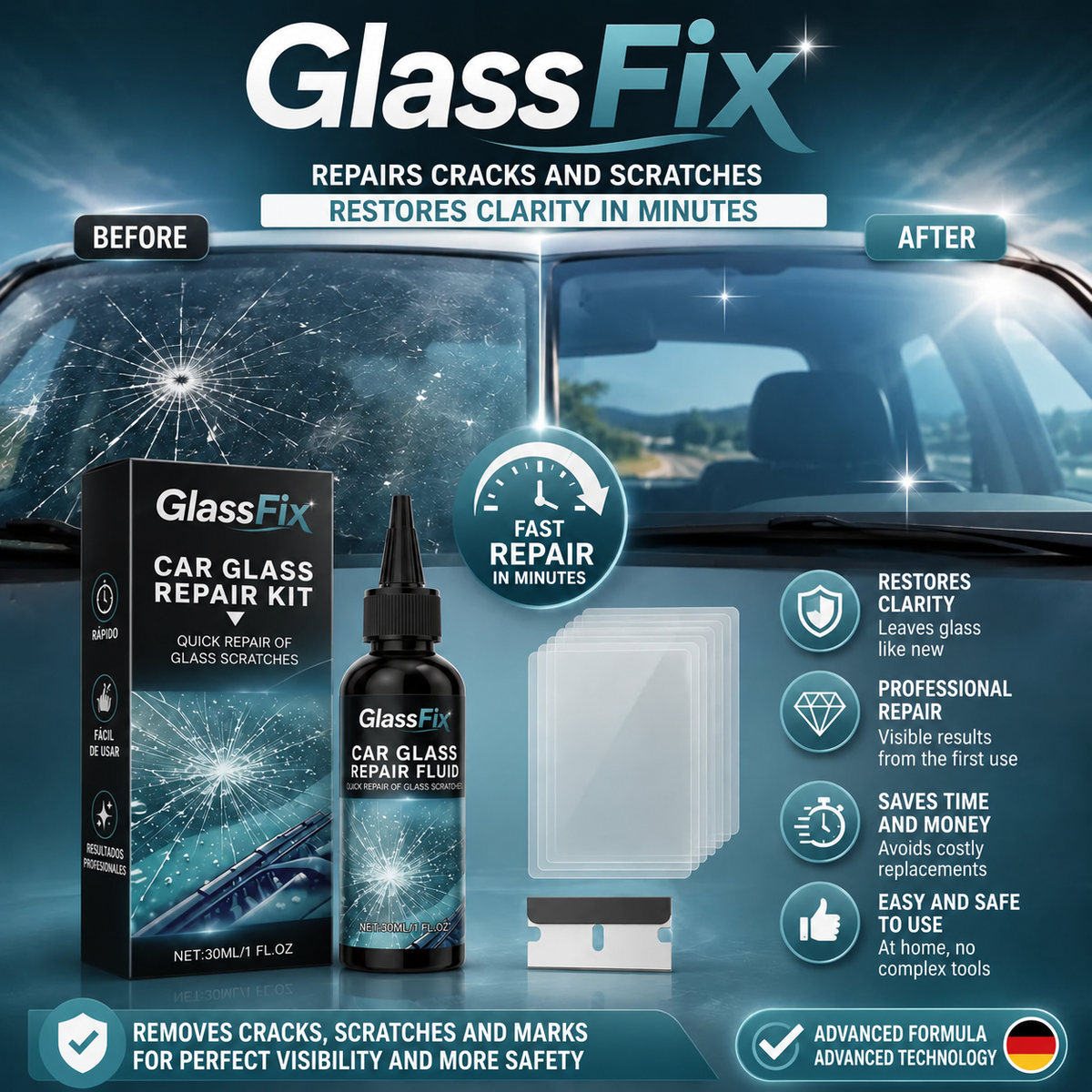 Repair the cracks in your windshield in minutes before the who